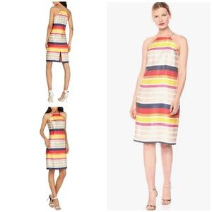 TRINA TURK Vanah Striped Colors Rainbow Striped Halter Sheath Dress 6​​​